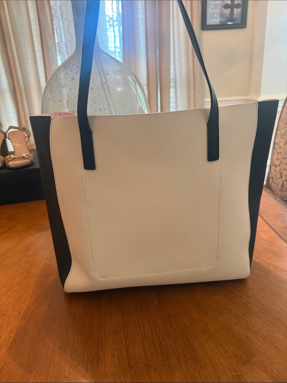 kate spade Two-Tone White and Black Tote with Bow Accent - Picture 4 of 5